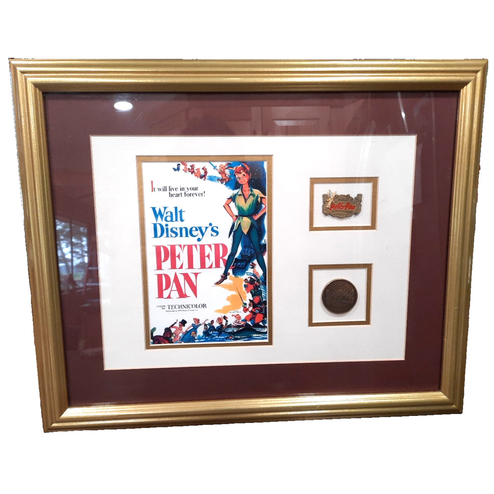 2003 Disney Peter Pan 50th Framed Lithograph Pin & Coin 18x22 LE 1000 COA